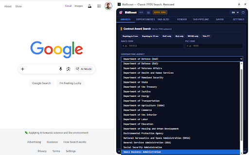 BidScout — Classic FPDS Search, Restored screenshot