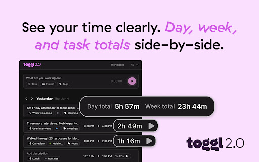 Toggl 2.0 screenshot