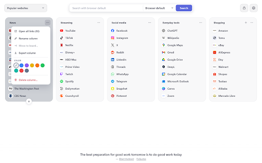 MorrowTab: Links & Calendar screenshot