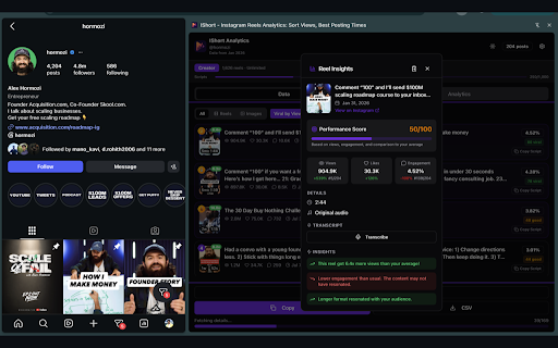 IShort - Instagram Downloader, Reel Transcript & Data Analytics screenshot