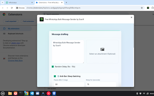 Free WhatsApp Bulk Message Sender by SoarX screenshot