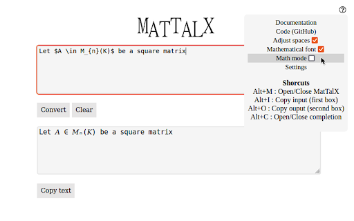 MatTalX - Write math symbols screenshot