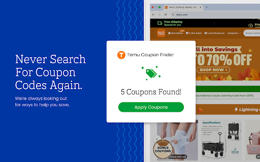 Temu Coupons - Find the best coupons for Temu screenshot