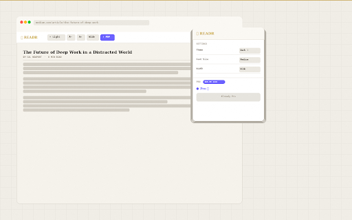 READR – Clean page, one click screenshot