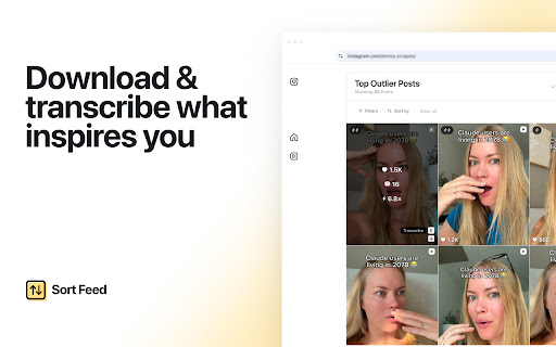 Sort Feed — Sort, Download & Transcribe. Works on Instagram, TikTok +2 more screenshot