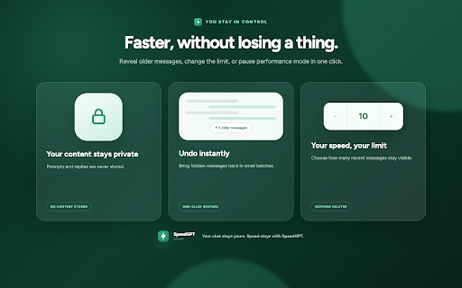 SpeedGPT — Lag Fix & Speed for ChatGPT screenshot