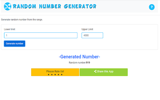 Random Number Generator screenshot