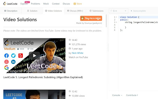 LeetCode Video Solutions screenshot