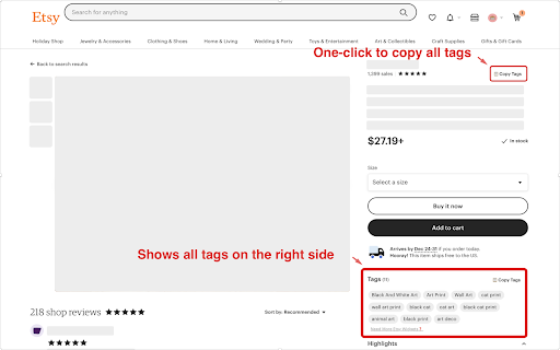 Etags - Etsy Tags Extractor screenshot