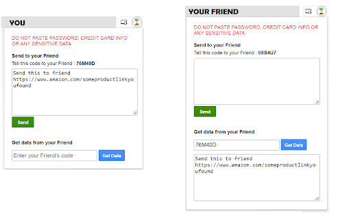 Browser to Browser share text data screenshot