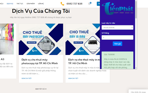Cho thuê máy in màu TPHCM screenshot