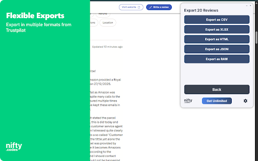 T-Reviews Scraper: Export Reviews, Companies, Ratings & More screenshot