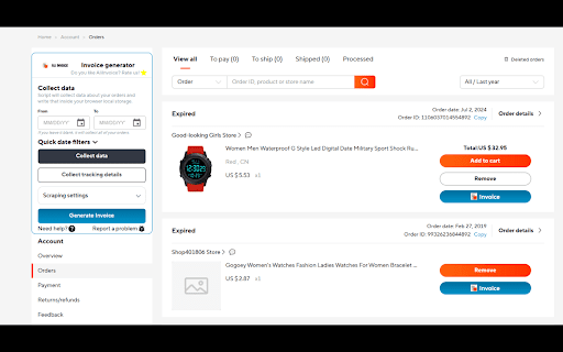 Ali Invoice - Download Aliexpress Invoice screenshot