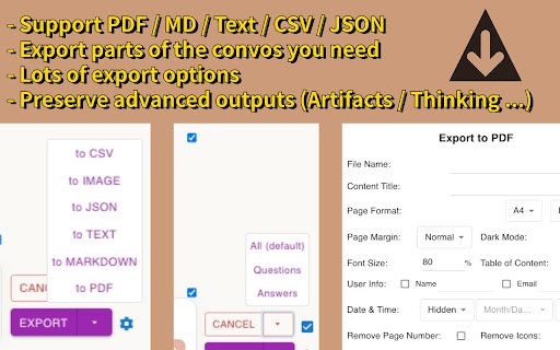 AI Chat Exporter: Save Claude as PDF, MD and more screenshot