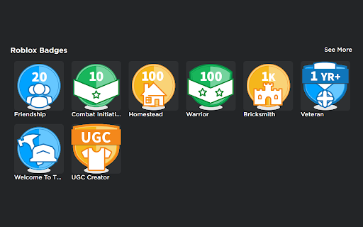 Better Roblox Badges Extension screenshot