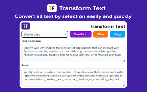 Transform Text screenshot