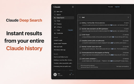 Claude Message Search: Search Across All Your Past Conversations screenshot