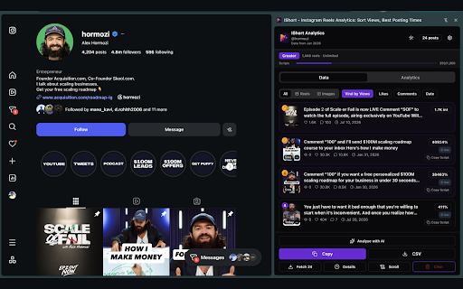 IShort - Instagram Downloader, Reel Transcript & Data Analytics screenshot