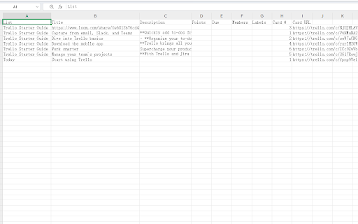 Export Trello to Excel screenshot