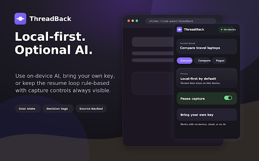 ThreadBack - Browser Research Organizer screenshot