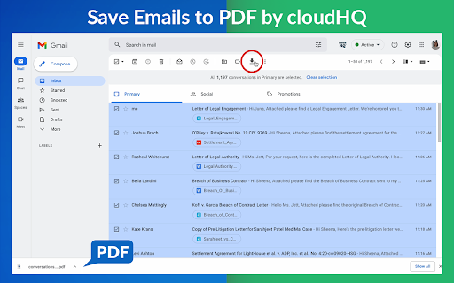 Save Emails as PDF by cloudHQ screenshot