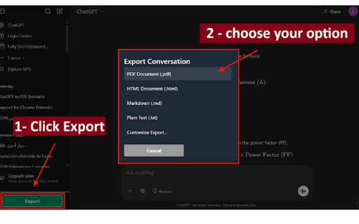 ChatGPT Elegant Exporter - Save ChatGPT to PDF, HTML, Markdown, or Text screenshot