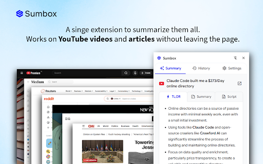 Sumbox - YouTube & web summarizer screenshot