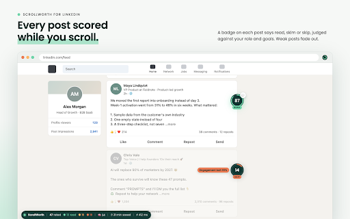 ScrollWorth: read what's worth it on LinkedIn screenshot