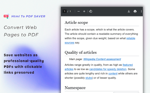 Web2PDF - HTML to PDF Converter screenshot