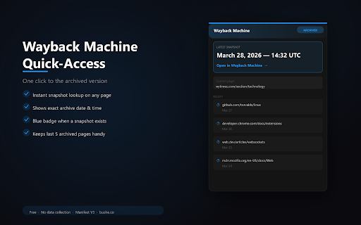 Wayback Machine Quick-Access screenshot