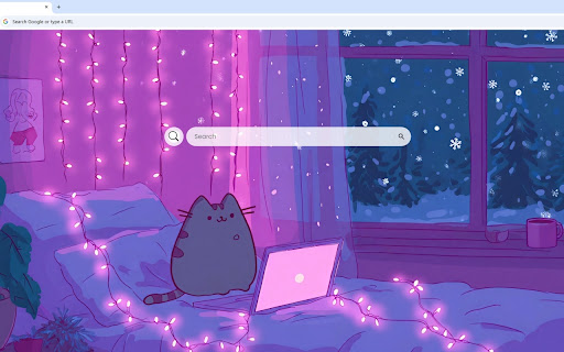 Pusheen Using Laptop In Lofi Room Live Wallpaper screenshot