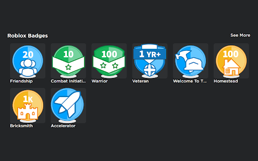 Better Roblox Badges Extension screenshot