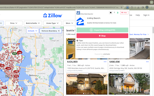 Zillow Data Exporter screenshot