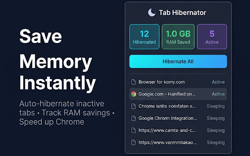 Tab Hibernator - Free & Fast Memory Saver screenshot