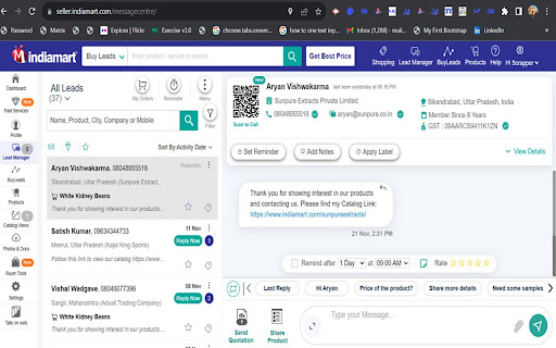 IndiaMART Lead Manager – Export Buyer & Inquiry Leads screenshot