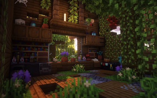 Minecraft Overgrown Cabin Live Wallpaper screenshot