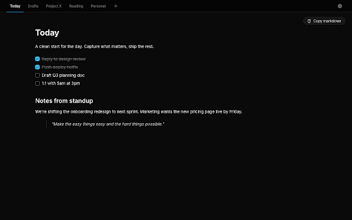 Notes Tab screenshot