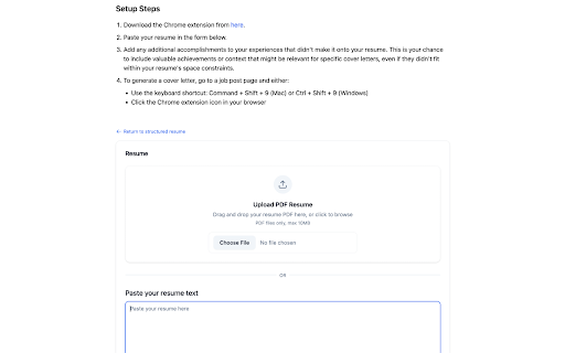 Tech Cover Letter Generator screenshot