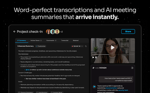 Fathom AI Note Taker for Google Meet screenshot