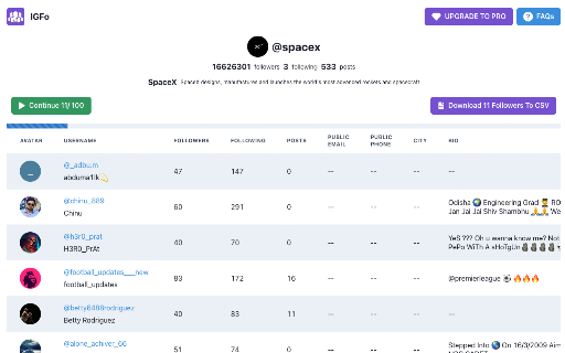 InFollow - Follower, Following Export Tool screenshot