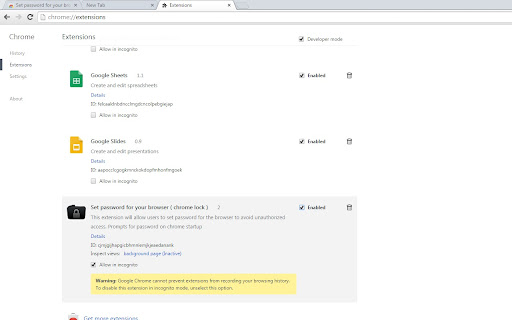 Set password for your browser ( chrome lock ) screenshot