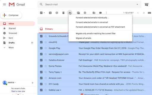 Multi Email Forward by cloudHQ screenshot