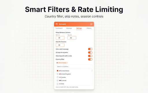 Welcomfy – LinkedIn Connection Requests Accepter & Message Sender Free screenshot