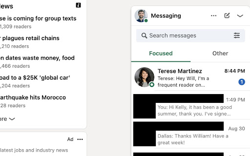 LinkedIn Message Preview screenshot
