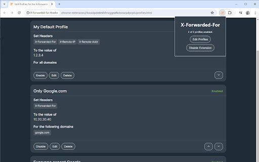X-Forwarded-For Header screenshot
