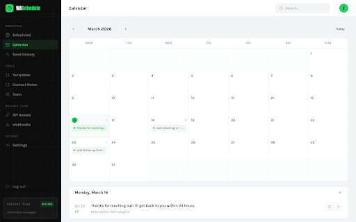 WASchedule — WhatsApp Scheduler & CRM screenshot