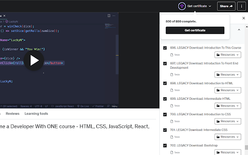 Udemy Course Completion screenshot