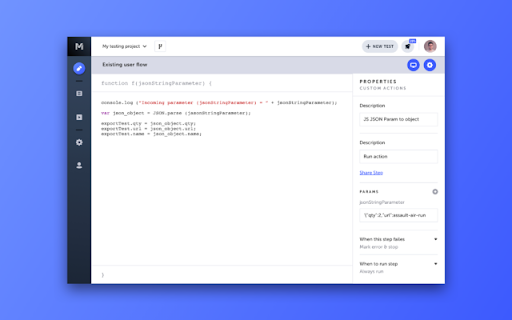 Testim Editor screenshot