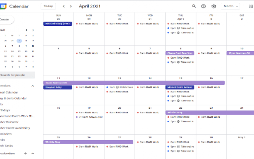 Google Calendar Scroll Lock screenshot