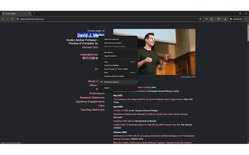 Rate My Professors Extension (Any University, Any Website) screenshot